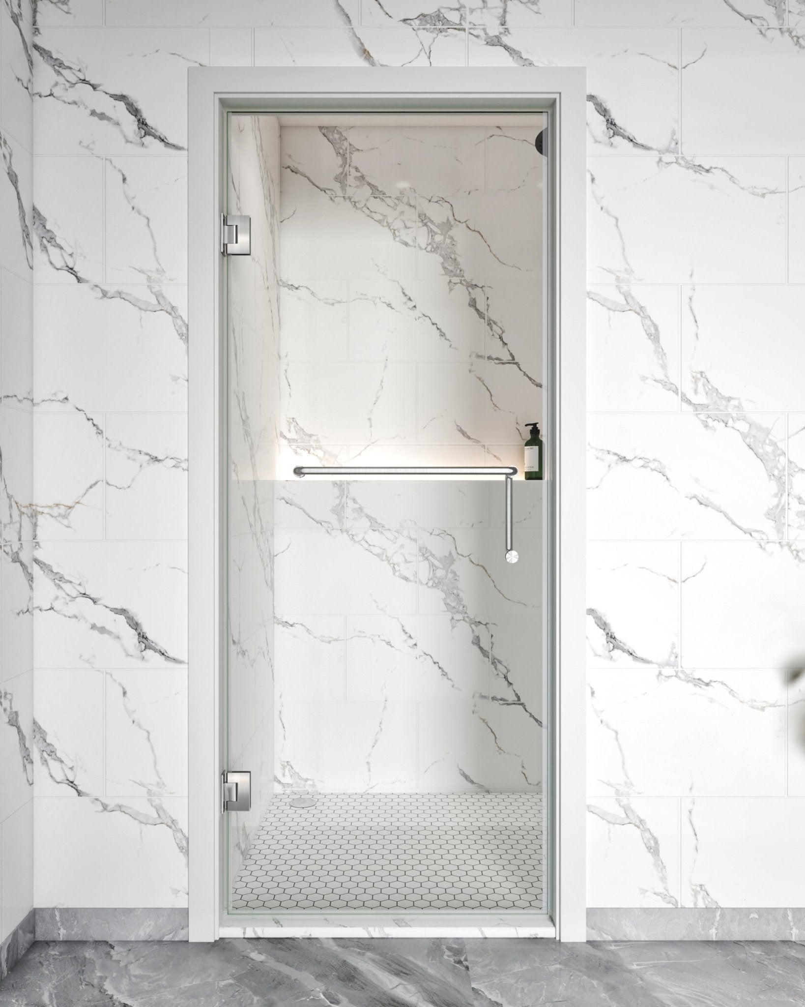 Single Swing Glass Door for Shower Brass Hardware Height 80" BC - 10 - Bakiwhs