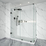 Swing Frameless Shower Door Brass Hardware L style Height 80" BC - 03 - Bakiwhs