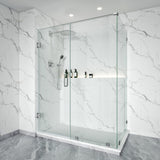 Swing Frameless Shower Door Brass Hardware L style Height 80" BC - 03 - Bakiwhs