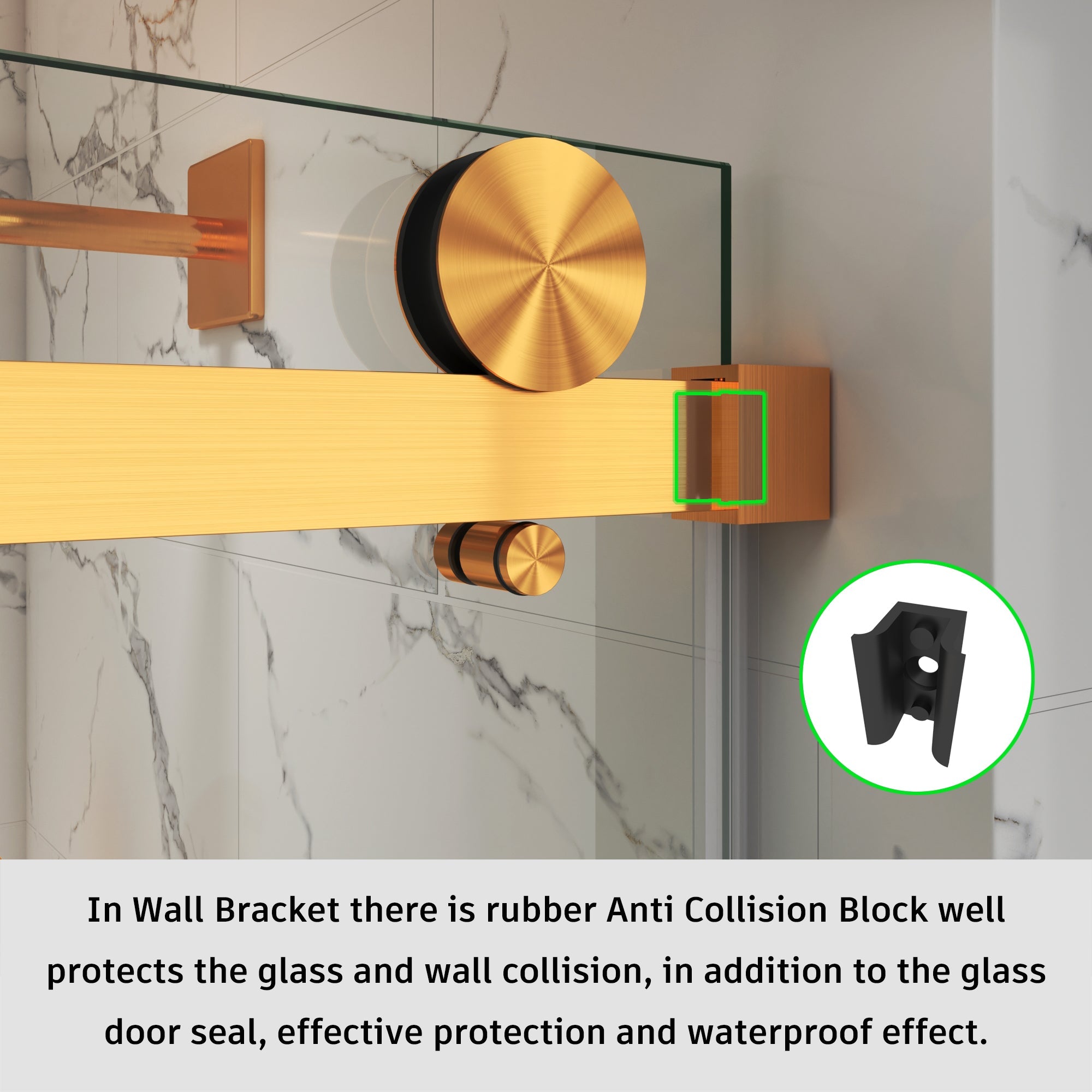 Tub Shower Door Frameless Single Sliding Square Bar BS - 05 - Bakiwhs