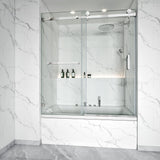 Tub Shower Door Frameless Single Sliding Square Bar BS - 05 - Bakiwhs
