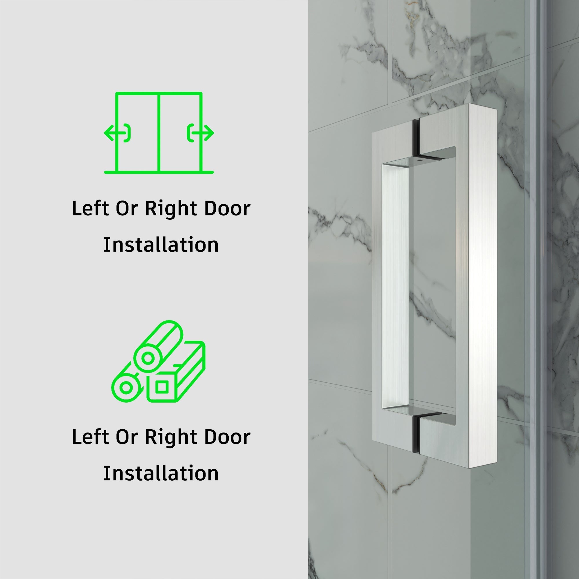 Tub Shower Door Frameless Single Sliding Square Bar BS - 05 - Bakiwhs