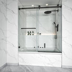 Tub Shower Door Frameless Single Sliding Square Bar BS - 05 - Bakiwhs