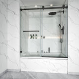 Tub Shower Door Frameless Single Sliding Square Bar BS - 05 - Bakiwhs