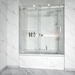Tub Shower Door Frameless Single Sliding Square Bar BS - 05 - Bakiwhs