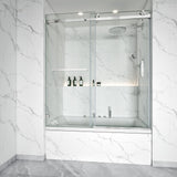Tub Shower Door Frameless Single Sliding Square Bar BS - 05 - Bakiwhs