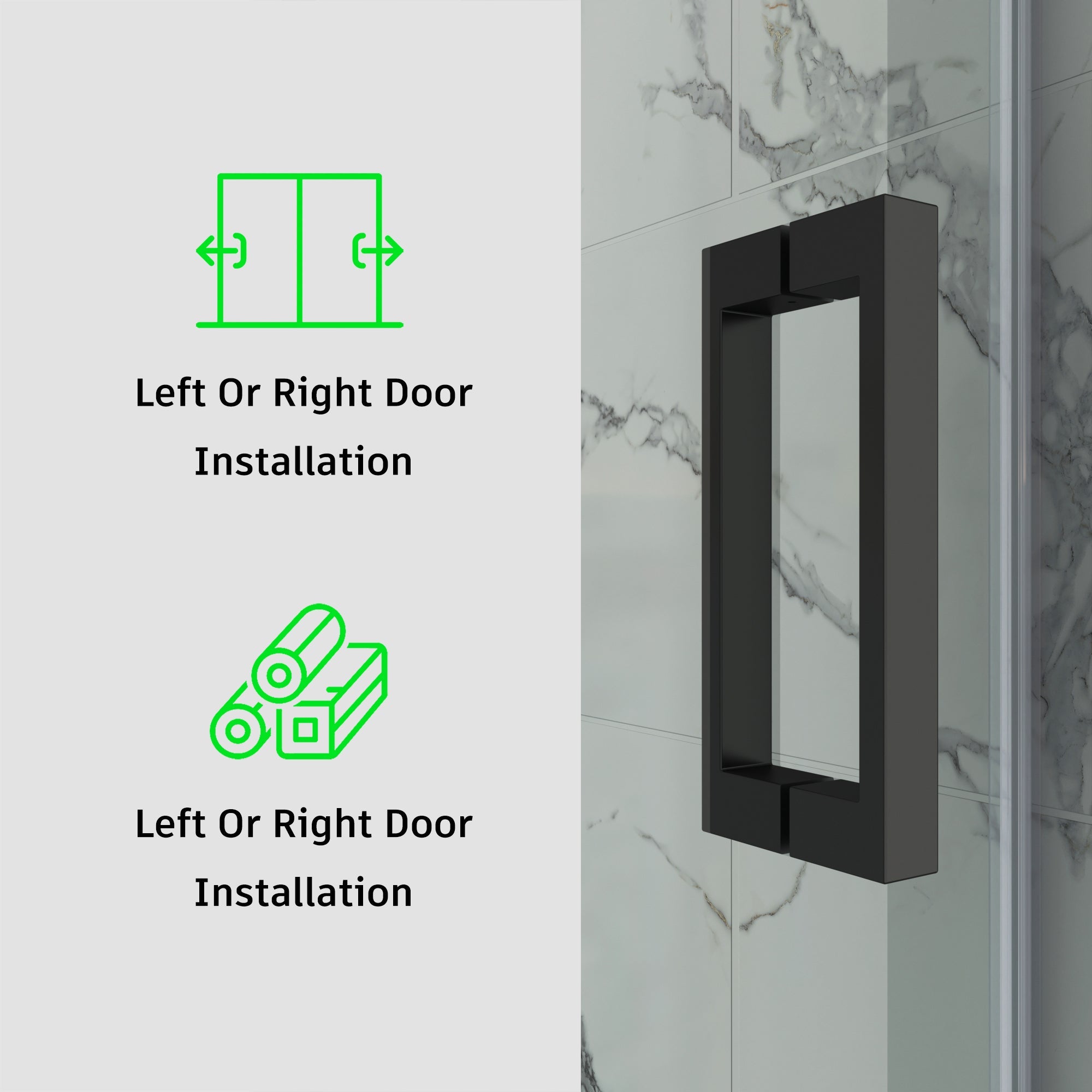 Tub Shower Door Frameless Single Sliding Square Bar BS - 05 - Bakiwhs