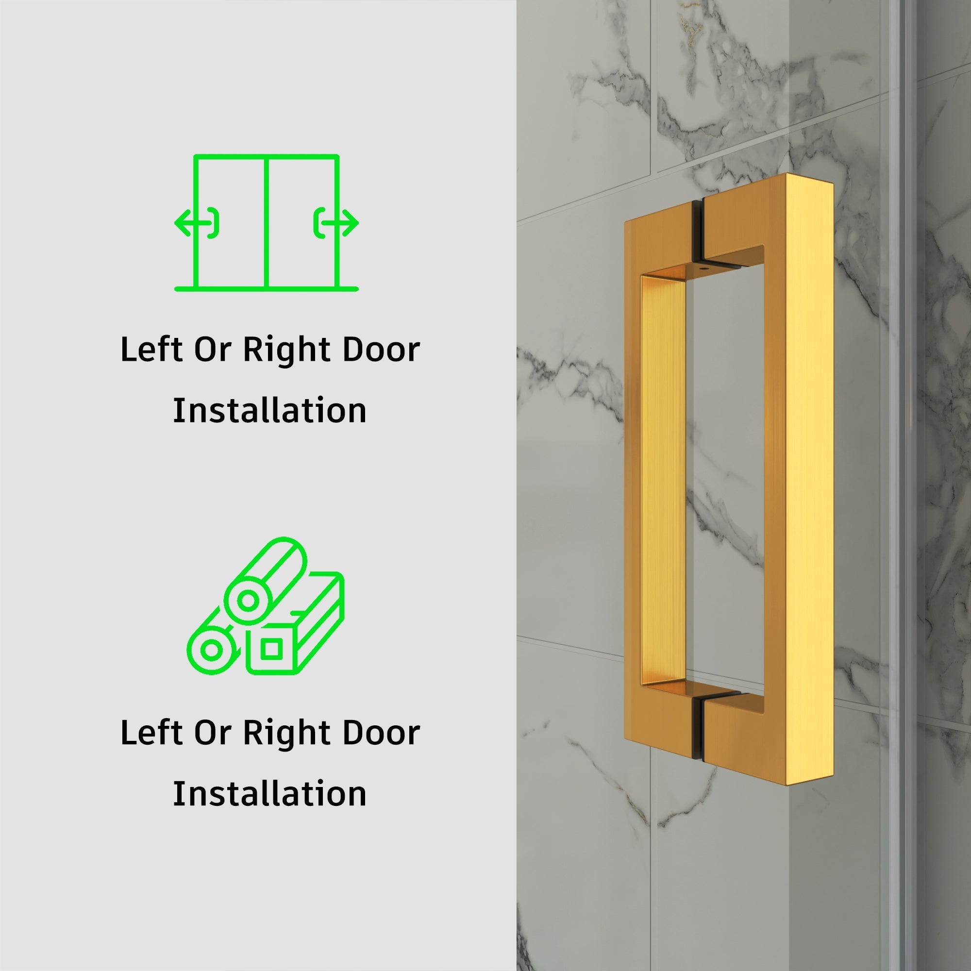 Tub Shower Door Frameless Single Sliding Square Bar BS - 05 - Bakiwhs