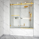 Tub Shower Door Frameless Single Sliding Square Bar BS - 05 - Bakiwhs