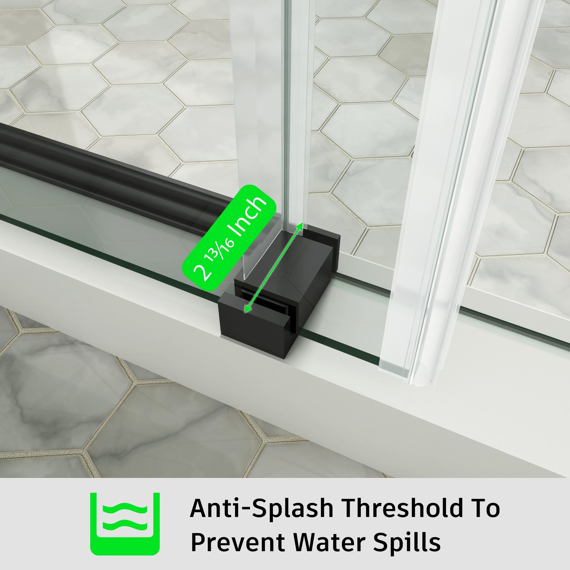 Tub Shower Door Frameless Single Sliding Square Bar BS - 05 - Bakiwhs
